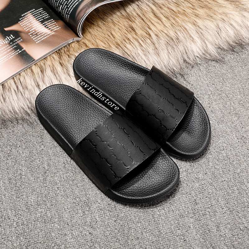 

new style men and women fashion black red featuring embossed logo pattern rubber flats slide sandals size euro 35-45