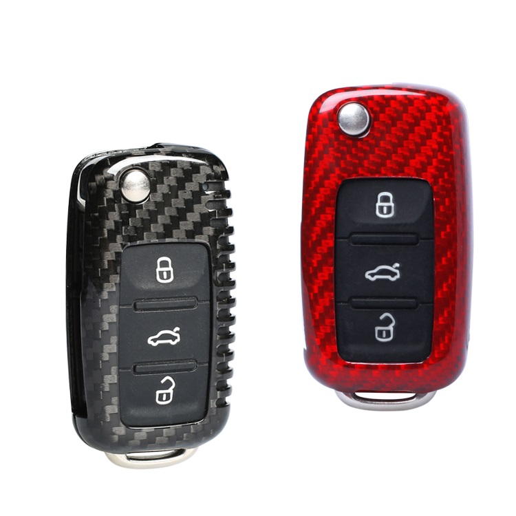 Carbon rojo lámina de decoración funda llave VW C funda clave