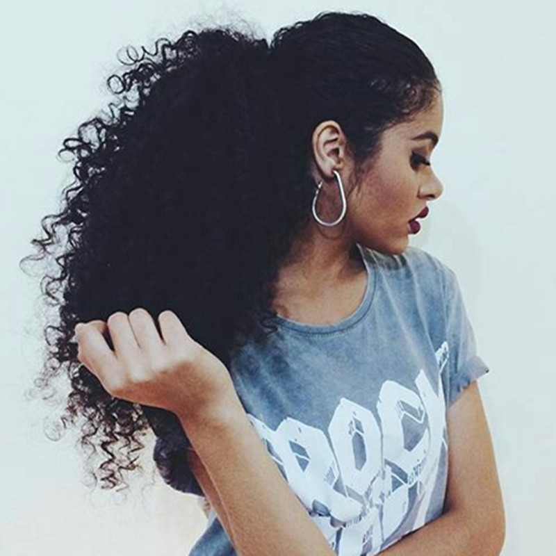 

Afro Kinky Curly Human Hair Ponytail For Black Women Brazilian Virgin Hair 160g Drawstring Ponytail Hair Extensions 10-24 inch