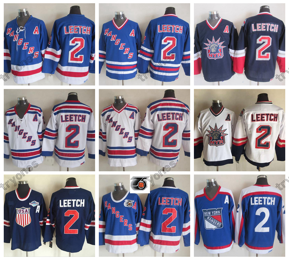 

1998 Liberty Vintage New York Rangers Brian Leetch Hockey Jerseys 2004 USA Mens Cheap 75th #2 Brian Leetch Stitched Hockey Shirts A Patch, Blue v