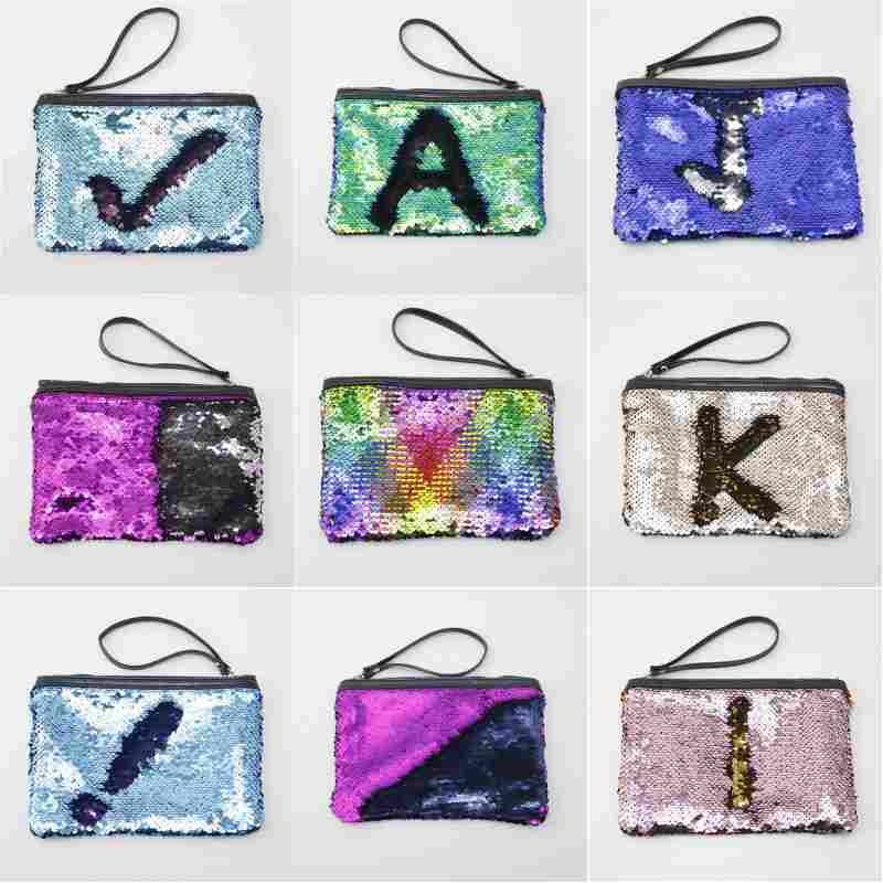 Mermaid Sequins Cosmetic Bag Woman Makeup Handbag Reversible Glitter Handbag Makeup Pouch Pencil Case Pen Bag Zipper Box-image-431094231