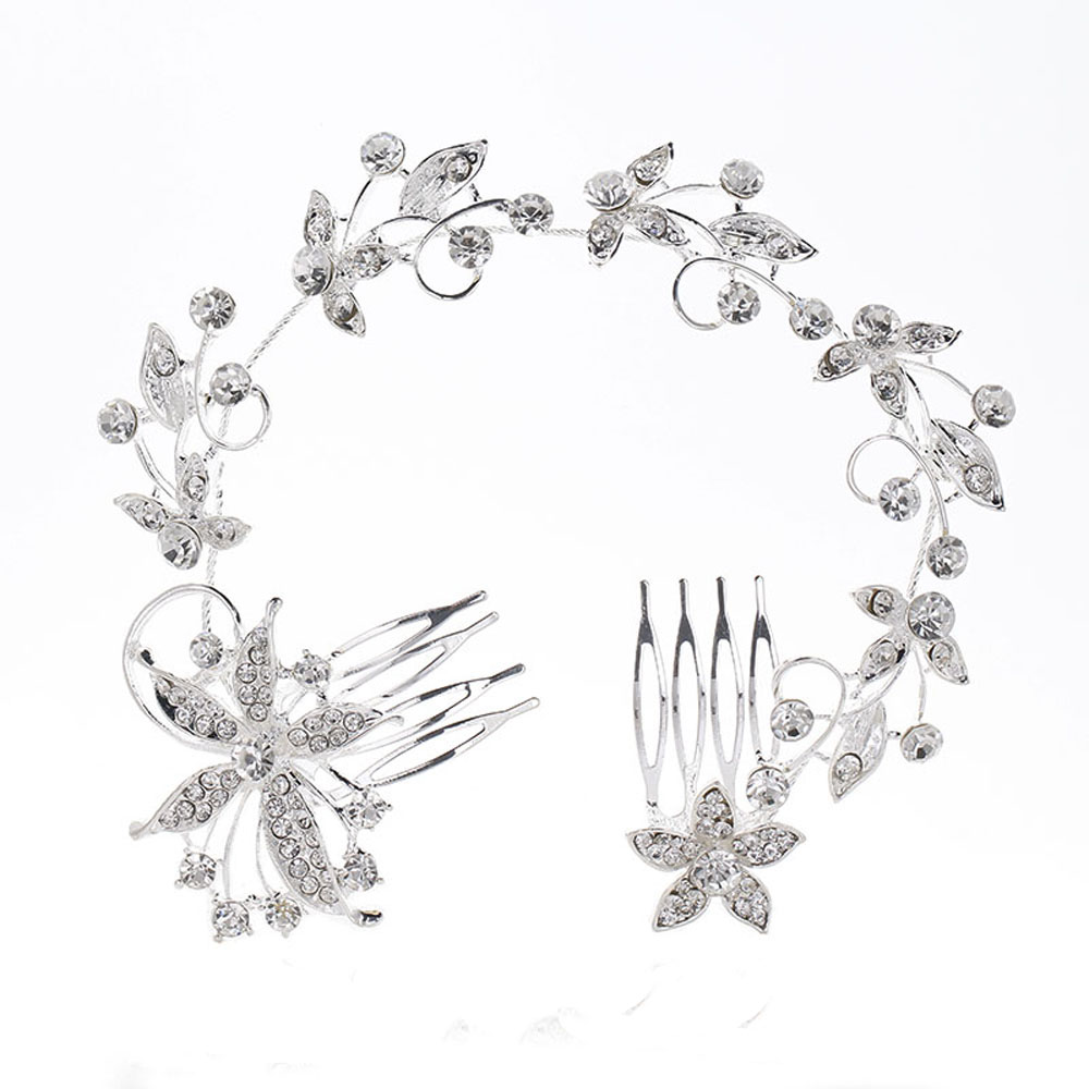 2019 Vente Chaude Nouvelle Arrivée Épingles À Cheveux Feis En Gros Style Long Cristal Diamant Fleur Et Feuille Mariée Cheveux Décoration De Maria