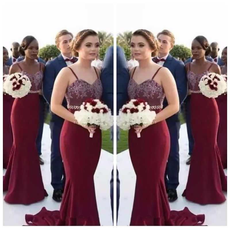 burgundy maid of honour dresses