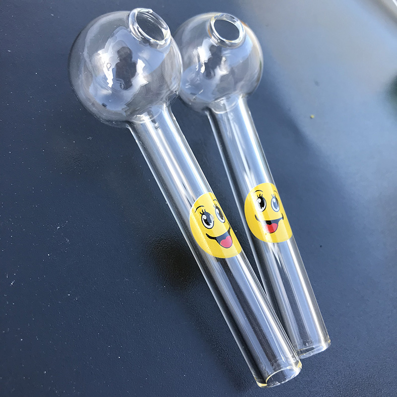 Logotipo de la sonrisa Quemador de aceite de vidrio Cuchara de tubo Pyrex Quemador de aceite Tubos de vidrio Tubos de mano Pipas para fumar Accesorios