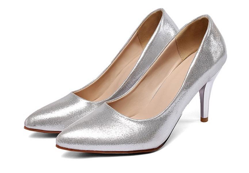 

Free send 2018 spring new Korean pointed end high heel women's shoes, Gold