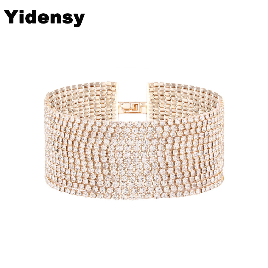Vintage Femme Cristal Strass Bangle Punk Cuff Ouvert Wide Bracelet Bijoux