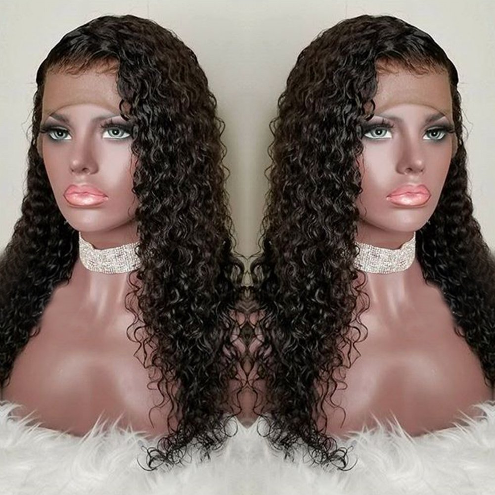 

Transparent hd Curly Lace Front Human Hair Wigs-Glueless 130% Density Brazilian Virgin Remy Wigs with Baby Hairs for African Americans 12 inch Natural Color diva1, 1b;natural color