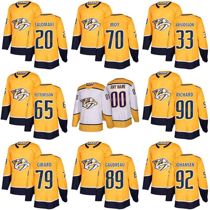 

2017-2018 Season Nashville Predators Jersey 79 Samuel Girard 89 Frederick Gaudreau 92 Ryan Johansen Mens Womens Youth Custom Hockey Jerseys, 73 alexander carrier