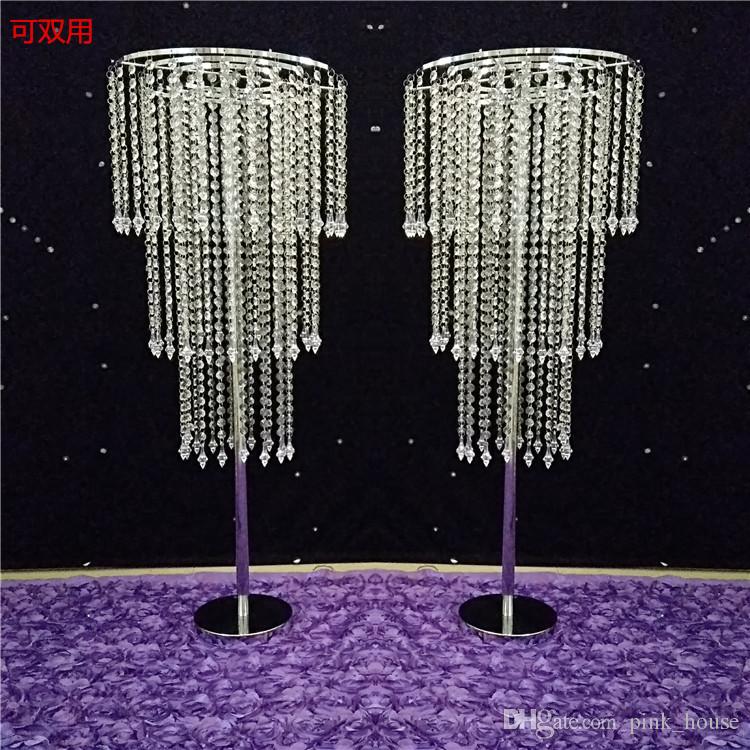 

crystal wedding flower stand tall chandelier stand 100cm height crystal flower decorations wedding crystal centerpieces wedding supplies, Gold