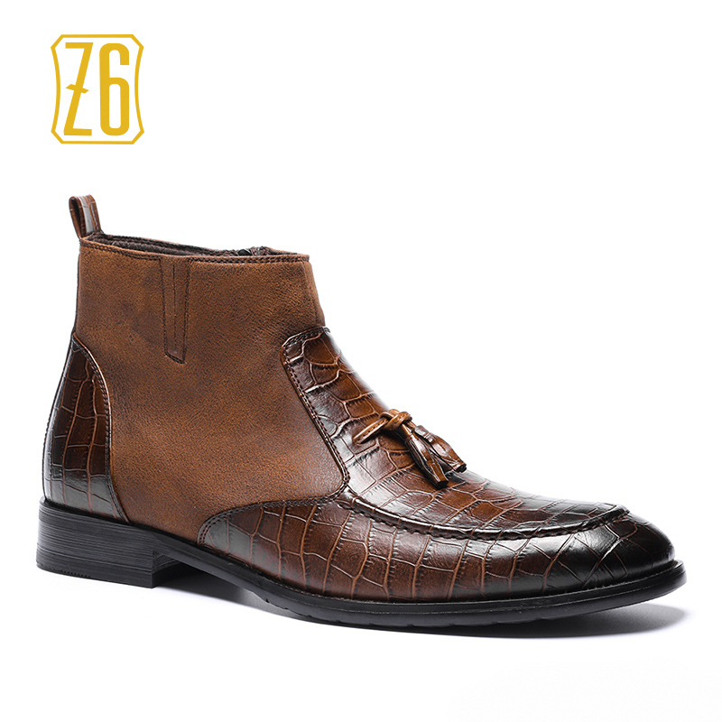 

39-48 men boots Z6 Top quality handsome comfortable spring leather boots #R5285-3, Brown