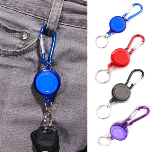 

100PCS Retractable Reel Recoil ID Keychains Badge Lanyard Name Tag Key Card Holder Belt Clips keyring