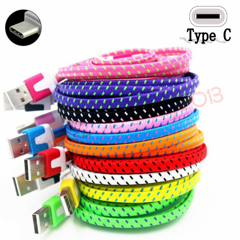 

Micro V8 cable Braided Fabric Flat noodle Type C Usb data charger Cable for samsung s4 s6 s7 s8 edge for Lg G5 1m 2m 6FT 3m 10ft, Mix color by buyer