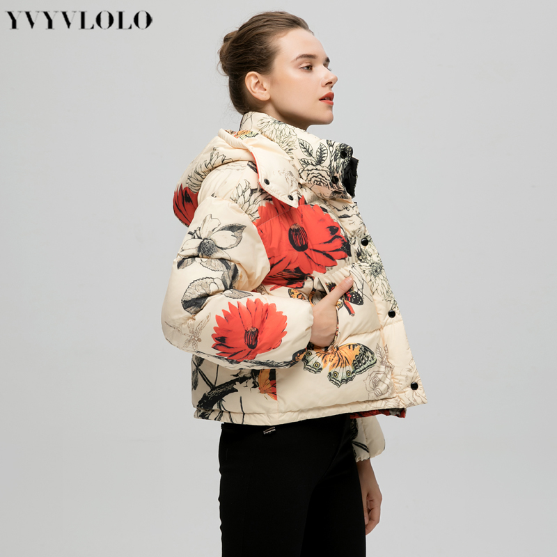 YVYVLOLO Brand Print Women Parka thick Winter jacket coat 2018 New winter coat women Down Jacket Fashion Warm Female Coats S18101503