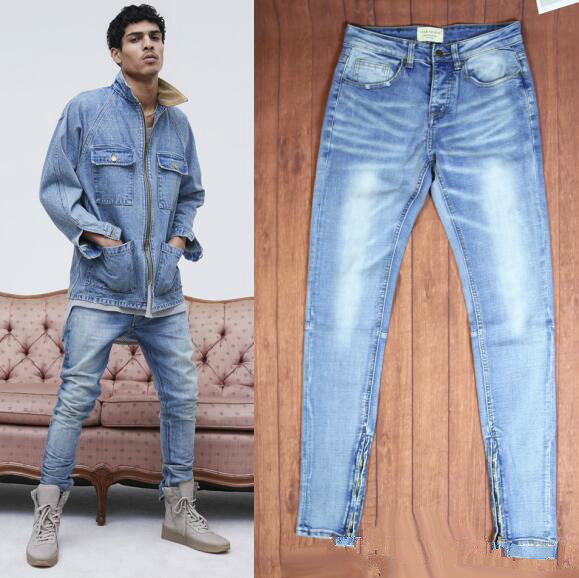 

Ripped Jeans Mens Jeans Fear Of God KANYE WEST Justin Bieber Famous Brand Designer Blue Rock Star Hip Hop Punk Denim Male Pants