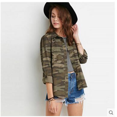 

Women shirts military style camouflage shirt for womens jackets coats Spring Street Fashion Army Green Military Outwear Loose Clothing
