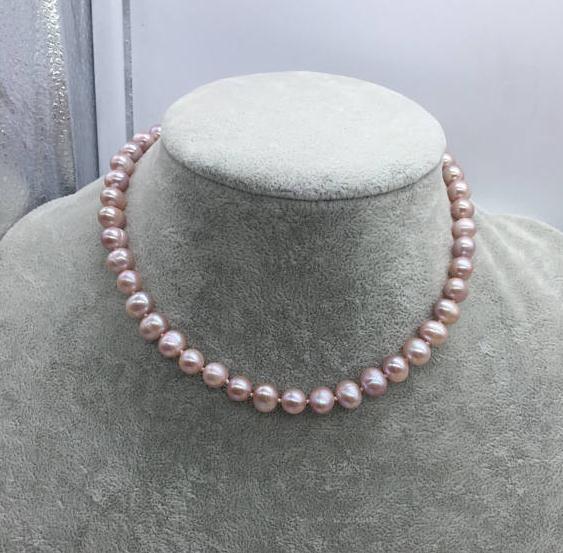 

Wholesale Pearl Jewellery,18inches 9-10mm Lavender Natural Freshwater Pearl Necklace,New Free Shipping