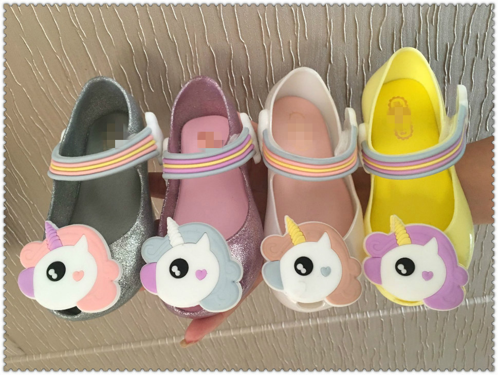 

Mini Melissa 2018 Unicorn Shoes New Winter Jelly Shoe Dargon Sandals Fish Mouth Girl Non-slip Kids Sandal Toddler, Brown