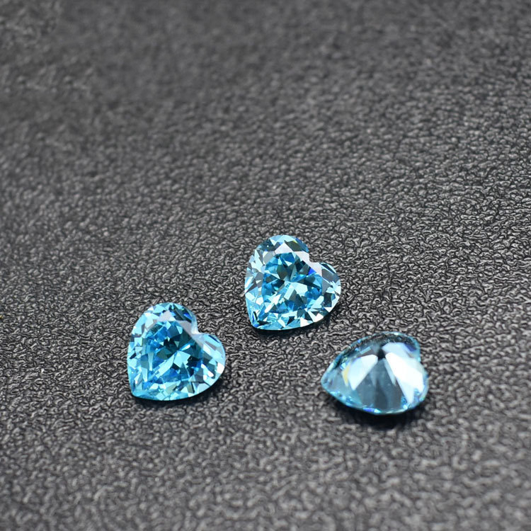 

Blue Aquamarine CZ 200pcs/Lot Heart Shape 4-11mm Machine Cut Synthetic Loose Stones Cubic Zirconia For Jewelry Setting Free Shipping