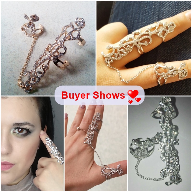 

New arrival Occident Women Chic Alloy+Rhinestone Shiny Crystal Floral gold/silver 2 colors Ring Celebrity Party for women