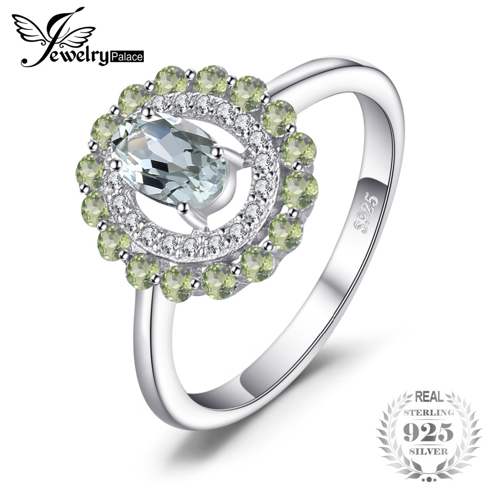 JewelryPalace Fashion 1ct Genuine Round Peridot Oval Green Amethyst Ring 925 Sterling Silver New For Women Unique Gift D1892604