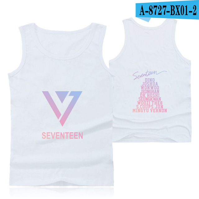 

Blackday Korean Boy Group Seventeen Tank Tops idol group Seventeen Top Fitness Cotton Vest Bodybuilding Fashion Plus Size 4XL Summer, Black