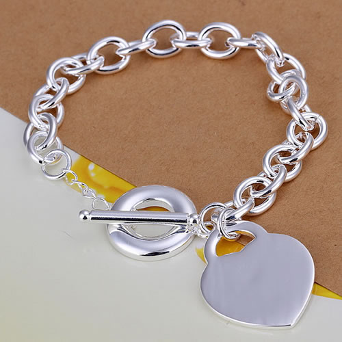 Beaux 925 Bracelet en argent sterling pour les femmes des hommes, la mode 925 chaîne en argent coeur 8inch Bracelet Italie 2018 Nouvelle arrivée