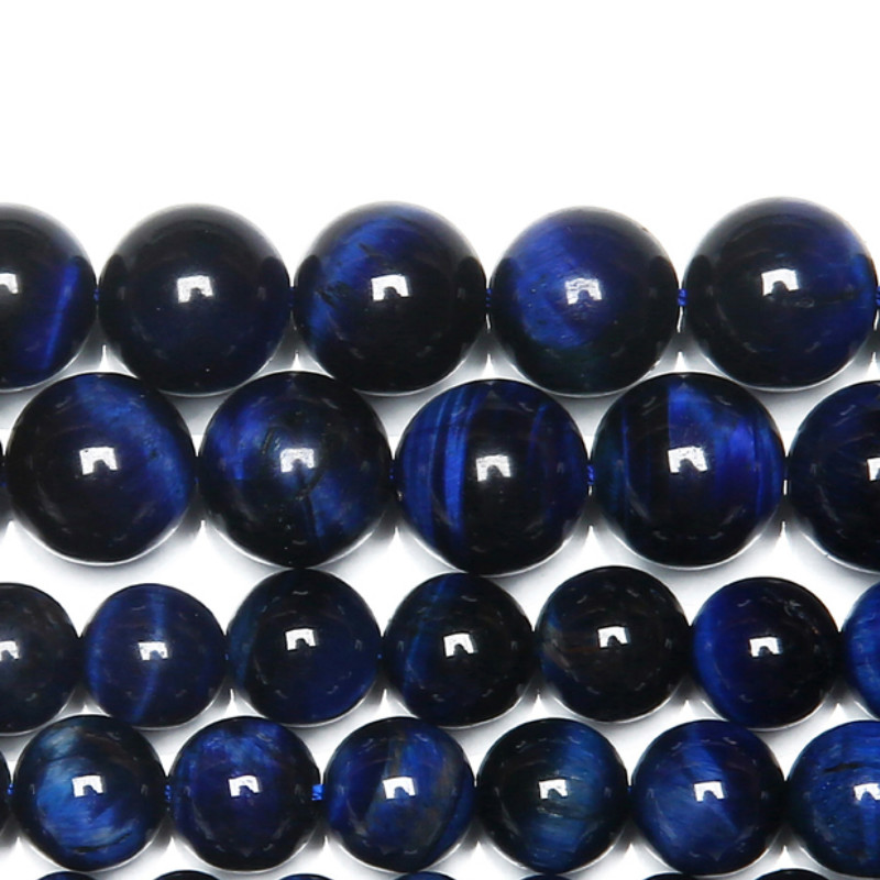 

8mm Natural Stone Blue Lapis Lazuli Tiger Eye Agates Round Loose Beads 15" Strand 4 6 8 10 MM Pick Size, Black