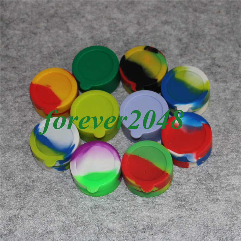 

Double chamber Wax Containers silicone box divider Silicon container dabber 42*22mm 10ml food grade wax jars dab bho oil rubber storage