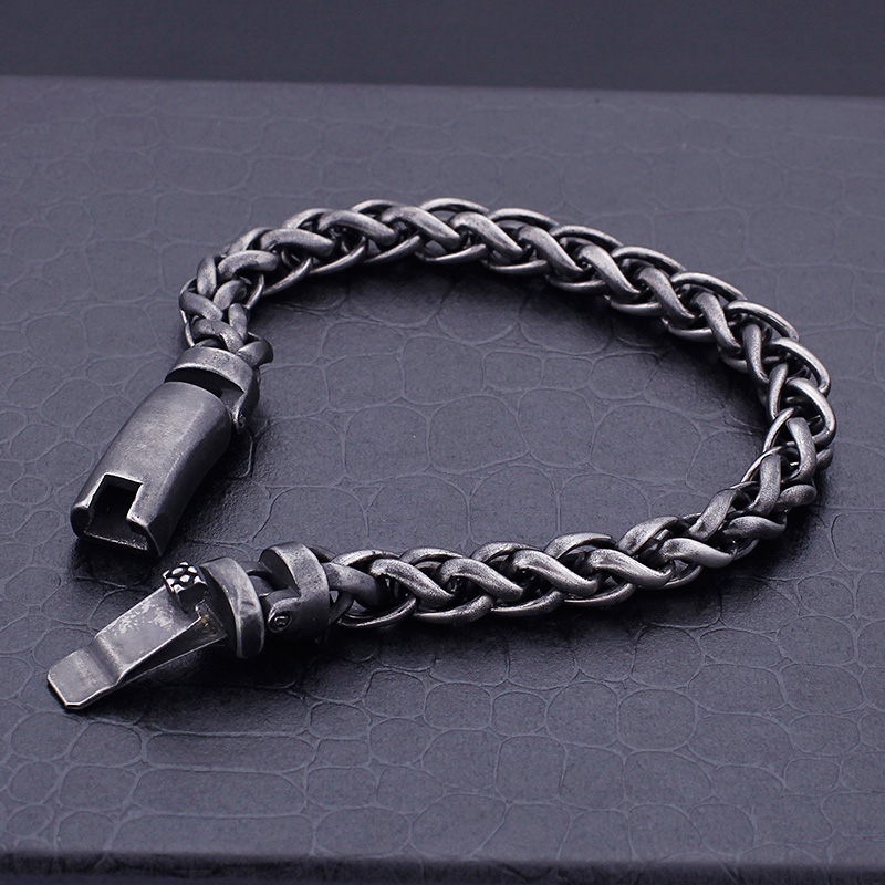 Le plus récent 8,66 pouces (22 cm) 8 mm en acier inoxydable coulé vintage noir de haute qualité lien chaîne bracelet bracelet pour hommes femmes
