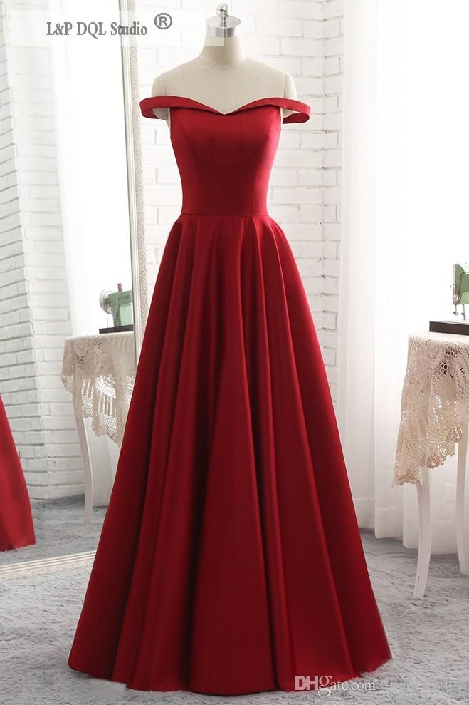 

Sexy Off Shoulder Burgundy Evening Dresses Satin Long Prom Dress Royal Blue,Black,Lavender Party Dresses Zipper Back Custom Made, Hunter