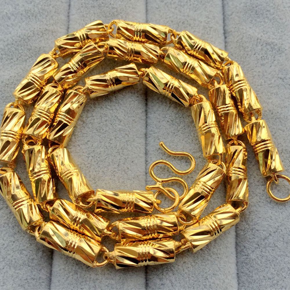 Geometry Solid Necklace Chain Classic 18k Yellow Gold Filled 7mm Thick Heavy Mens Necklace Jewelry Gift 60cm-image-412334820