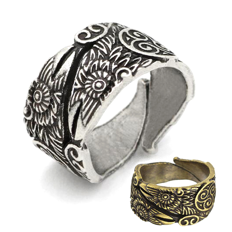 

Odin's Ravens Ring. Huginn and Muninn Ring Totem ring Viking Jewellery Viking wedding rings men Pagan Jewelry, Slivery;golden