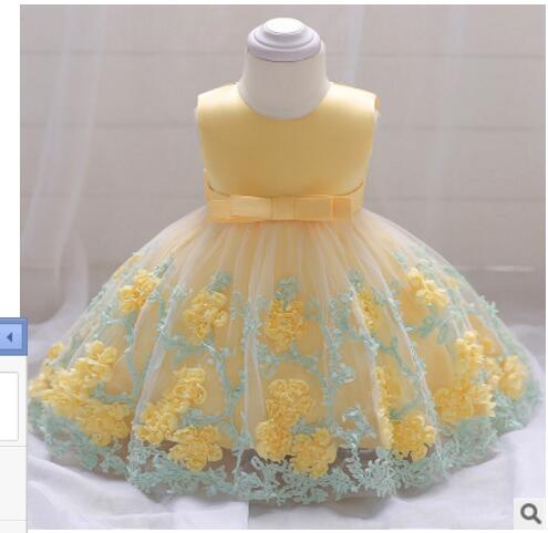 

2018 Vintage Baby Girl Dress Baptism Dresses for Girls 1st Year Birthday Party Wedding Christening Baby Infant Clothing s, Sky blue