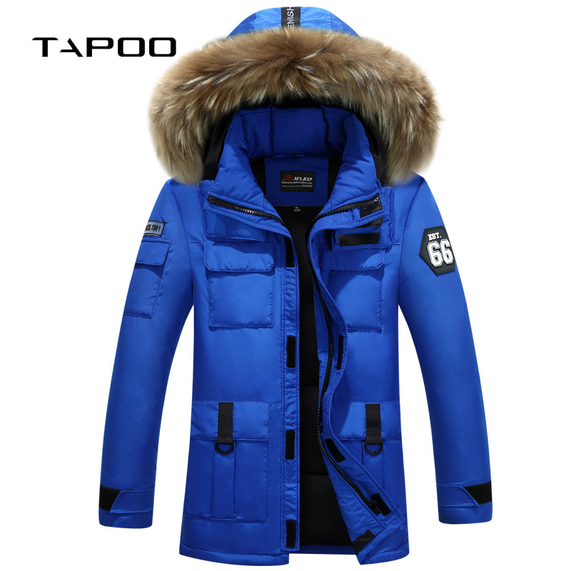 Down jacket men winter 2018 new brand Fur collar long thick Loose hooded white duck down parkas jackets for man feathers Y181101