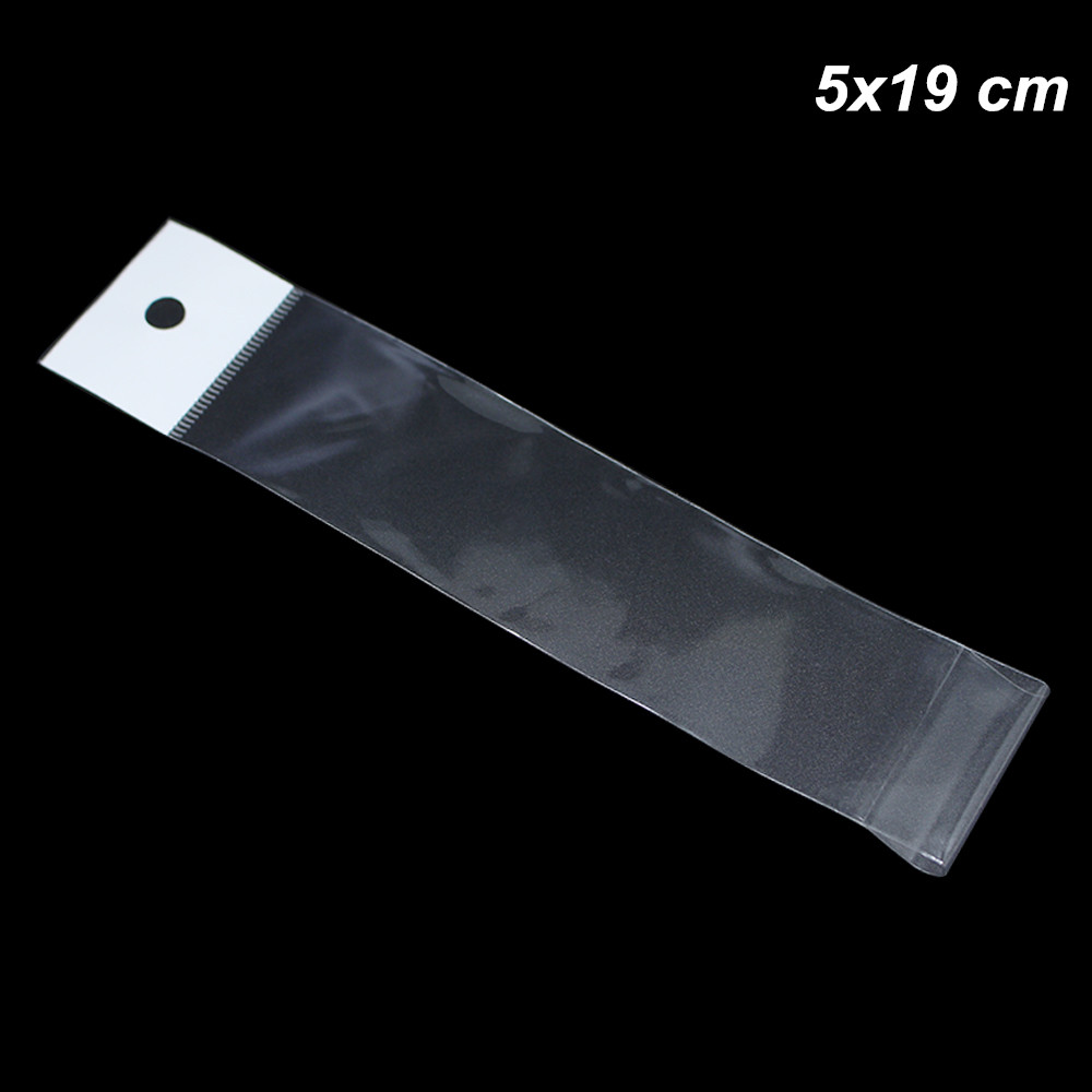 

Clear 5x19 cm 500 Pcs Self-Adhesive Electronic Products Accessories Pack Pouches for Hard Drive Earphone Hanging Self Seal Small Object Bag