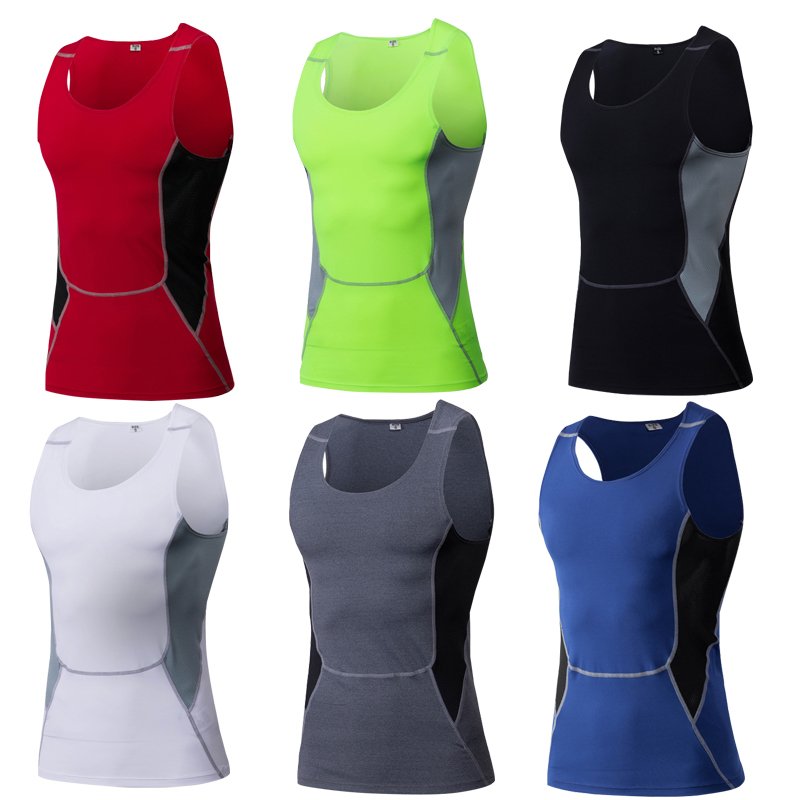

Bodybuilding Basketball Running Vest Men Fitness Tight Sleeveless Shirt Gym Clothing Quick Dry Men's Sports Vest, Black
