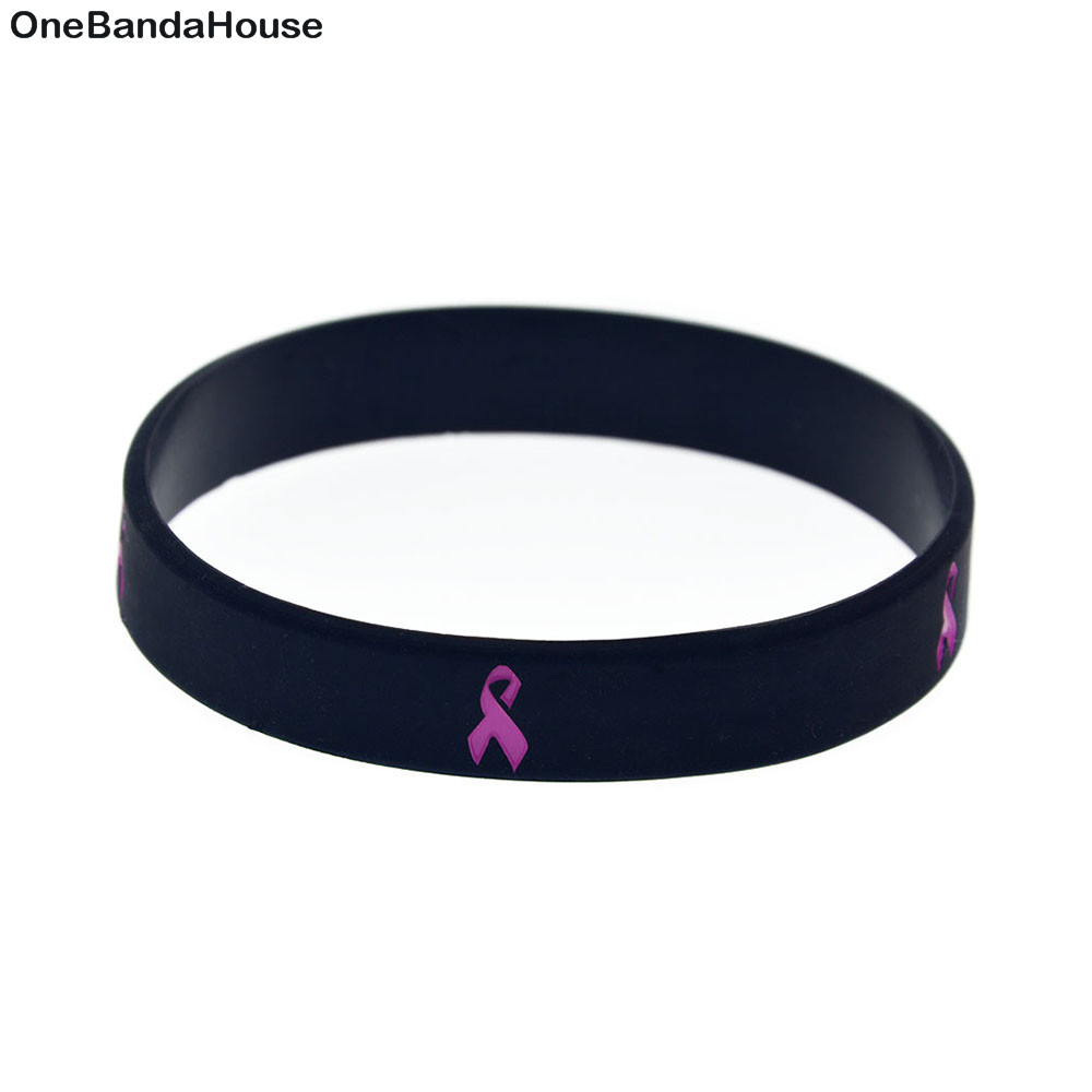 

1PC Cancer Ribbon Silicone Wristband Motivational Decoration Logo Carry This Message As A Reminder in Daily Life