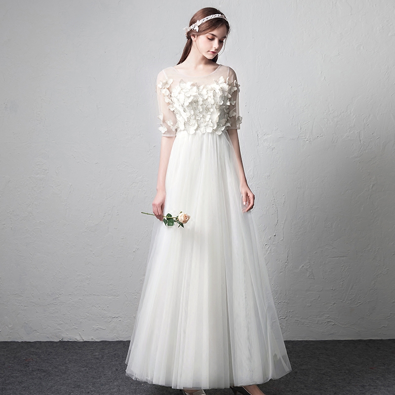 

2018 New Arrival Wedding Dresses Ivory Pleats Soft Tulle Sheer with Butterflies Applique Zipper Back Plus Size Custom Made
