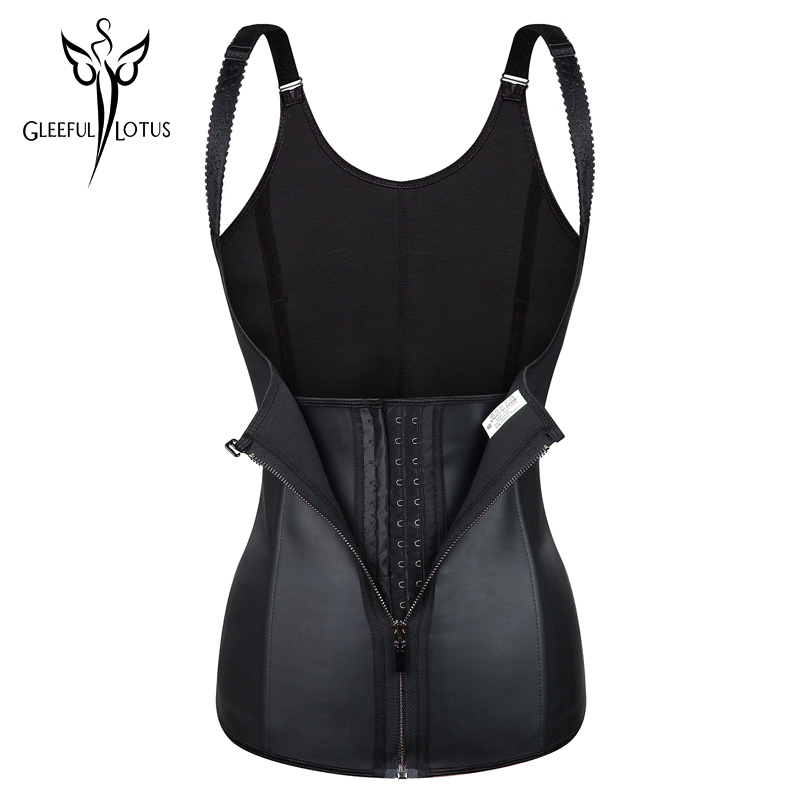 

latex waist trainer slimming sheath belly shapewear belt fajas modeling strap girdle underwear women bodysuit zip fitness corset, Black