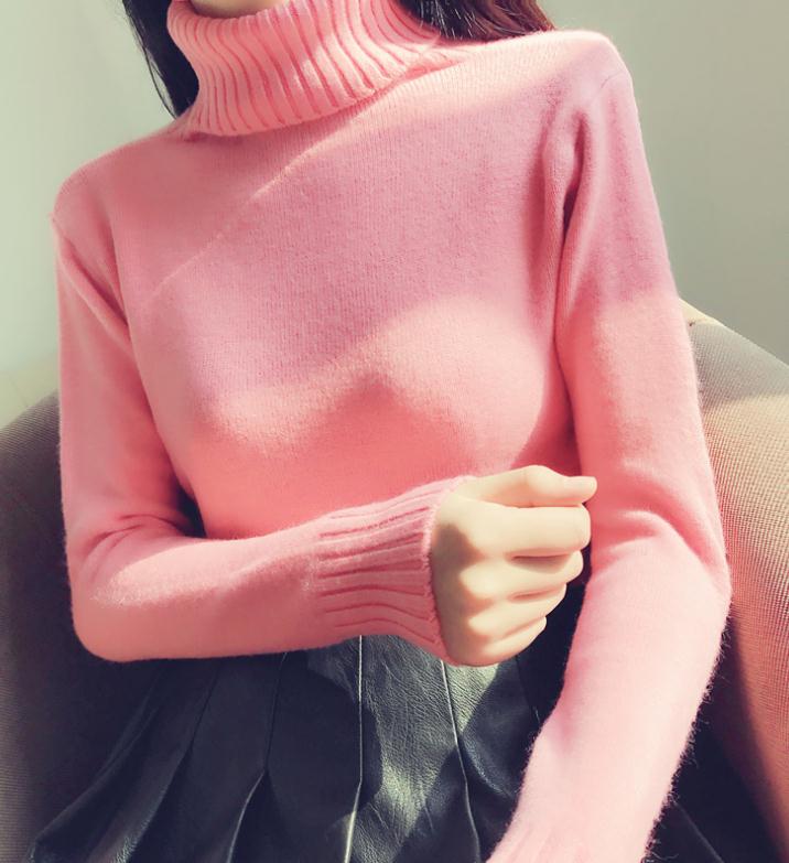 

Free send High collar knitting coat long sleeved Set head female cultivate one' moral character sweater in autumn and winter, Beige