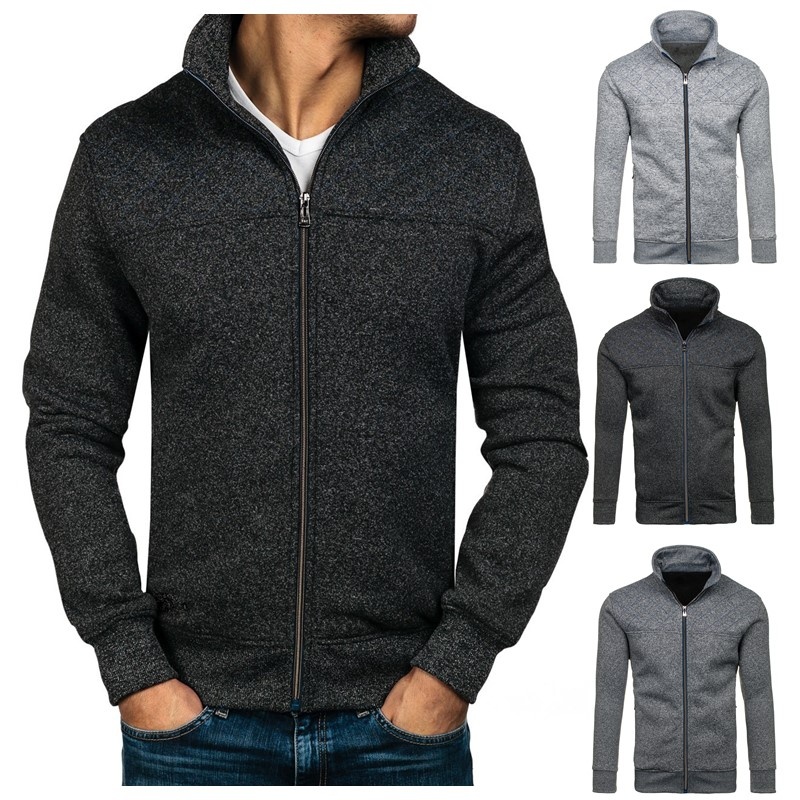 Nouveau mode automne jeune homme sweat à capuche zippé mode couleur pure pulls de style simple