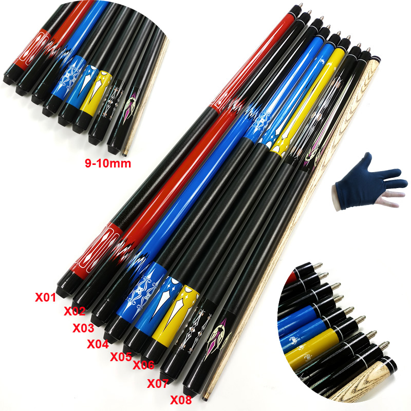 

2018 latest white wood Billiard Pool cues in 9.5mm tip with copper 1/2 splited brass joint snooker cue sticks with cue bag as gift together