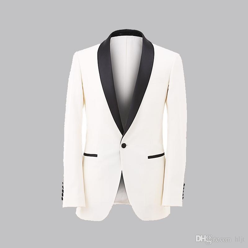 

2018 New Arrival Slim Fit Ivory Mens Suits Groom Men Suit Tuxedos Groomsmen Wedding Party Dinner Best Man Suit Bridegroom (Jacket+Pants+Bow), Same as image