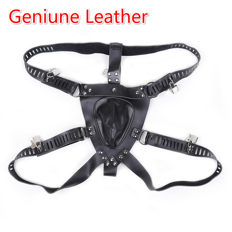 Faux Leather Male Chastity Belt Device Ring Panty man Lockable Chain Gothic New