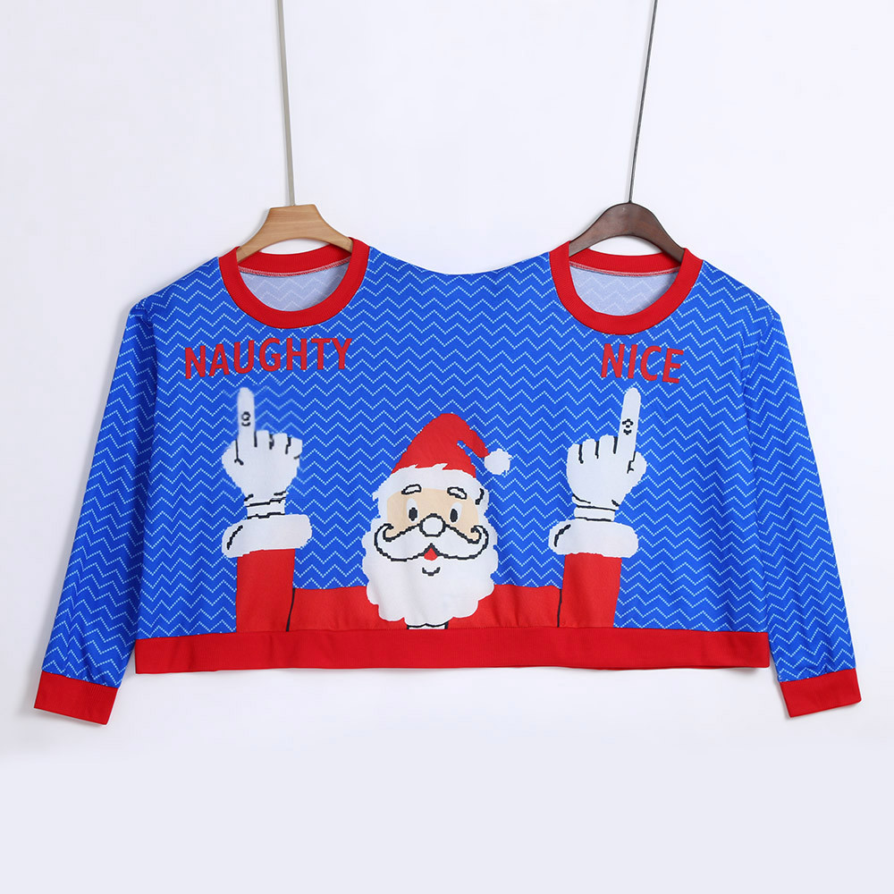 

Sunfree Two Person Sweater Unisex Couples Pullover Novelty Christmas Blouse Top Shirt Low Price Promotions Quality Pullover 3L45, Blue