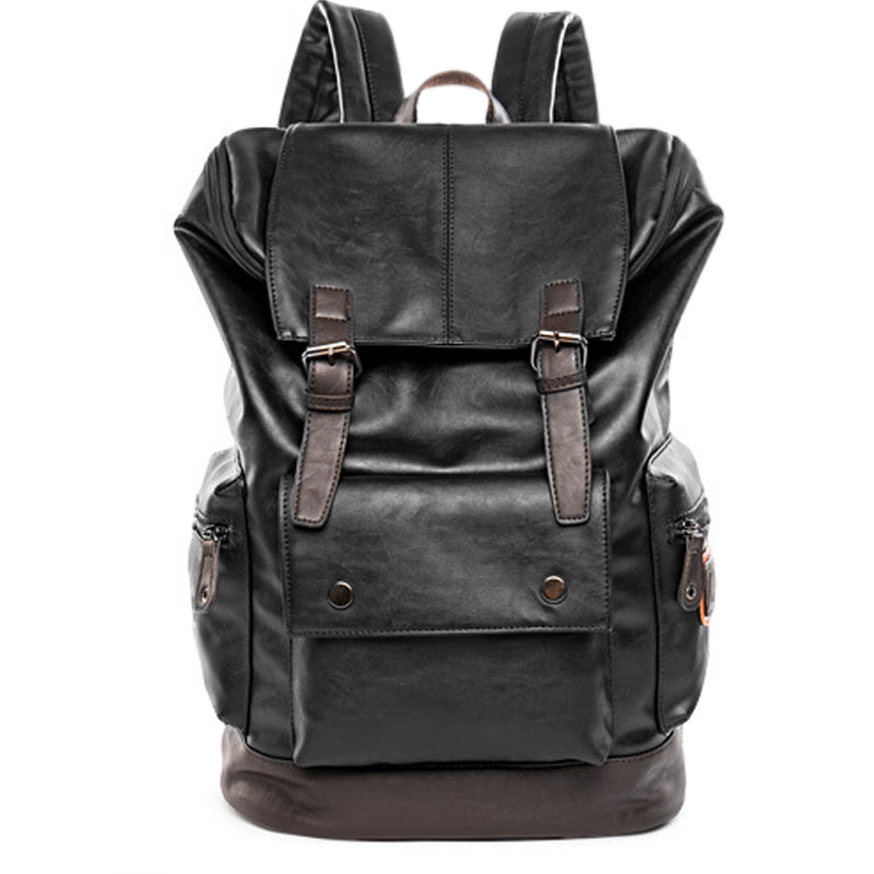 

Men Splice PU backpack Huge Shoulder Computer Bag Functional Versatile Bags Multifunctional Laptop Travel School Backpacking schoolbag, Black