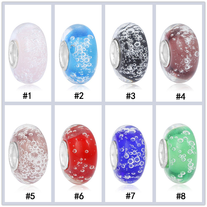 European Big Hole Glass Charms Spacer Loose Handmade Lampwork bubble Beads For DIY Jewelry Making Fit Handmade Bracelet-image-426061109