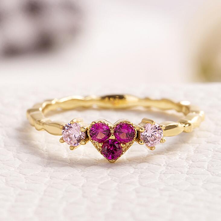 

jewelry S925sterling silver rings for women gold color heart rings to wedding hot fashion free of shipping