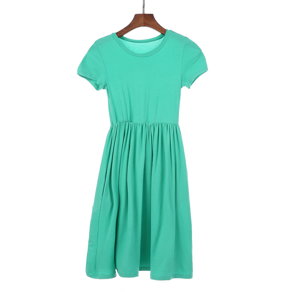 

New Arrival Summer Girls Dresses Children Short Sleeves Soft Modal Long Maxi Beach Dress Fashion Kids Clothes, Pink