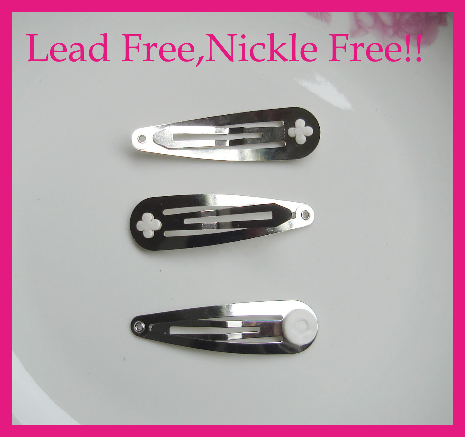 50PCS 5.0cm 2.0&quot; Silver Plain Metal Snap Clip with 9mm pads at nickle free and lead free quality,Tear drop DIY Hair bow clips hairpins-image-430596212